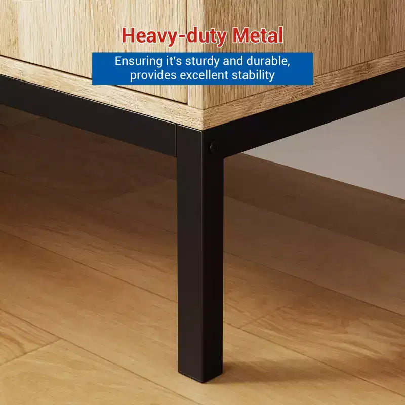 31.5 Wooden Sideboard Buffet Cabinet with Metal Feet for Hallway, Living Room, Dining Room, Kicthen
