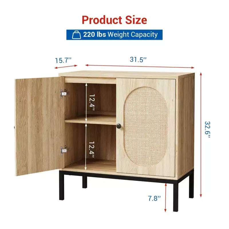 31.5 Wooden Sideboard Buffet Cabinet with Metal Feet for Hallway, Living Room, Dining Room, Kicthen