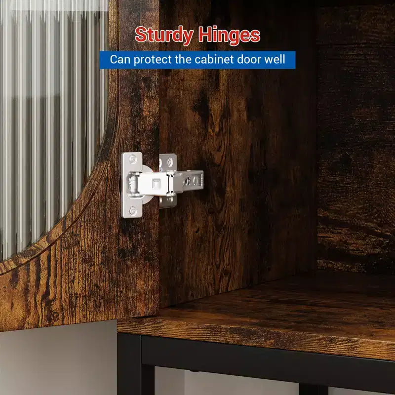 31.5 Wooden Sideboard Buffet Cabinet with Metal Feet for Hallway, Living Room, Dining Room, Kicthen
