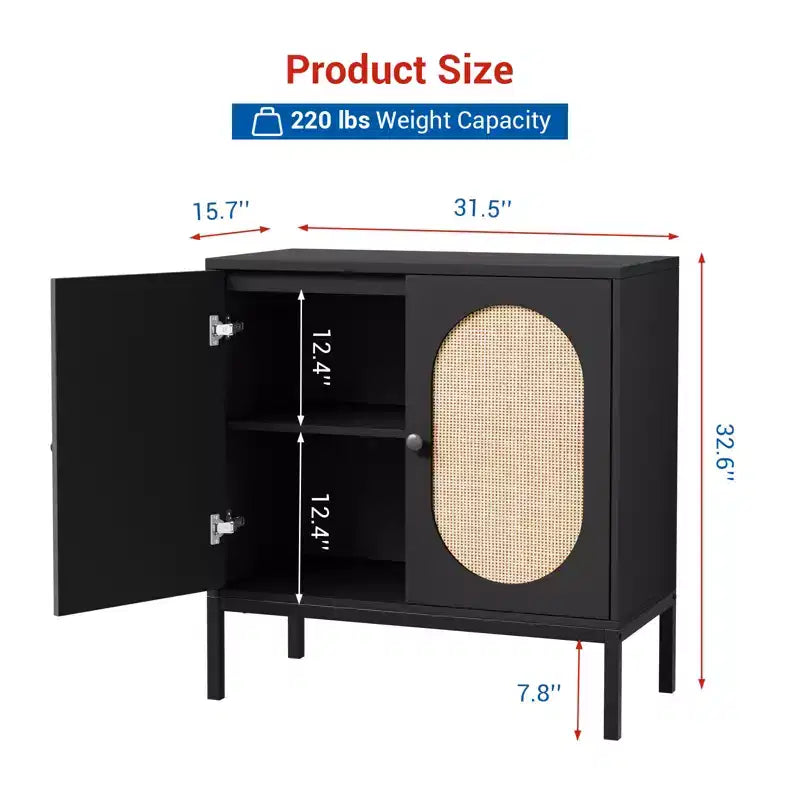 31.5 Wooden Sideboard Buffet Cabinet with Metal Feet for Hallway, Living Room, Dining Room, Kicthen