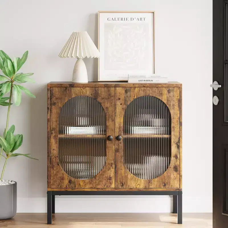 31.5 Wooden Sideboard Buffet Cabinet with Metal Feet for Hallway, Living Room, Dining Room, Kicthen