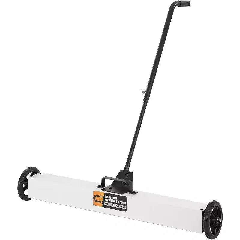 Magnetic Sweeper Rolling, 24 Industrial 33LBS Capacity w/Adjustable Handle & 7 Wheels for Nails Debris (White)
