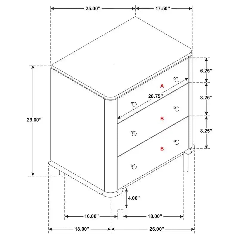 Coaster,Arini 3-drawer Nightstand