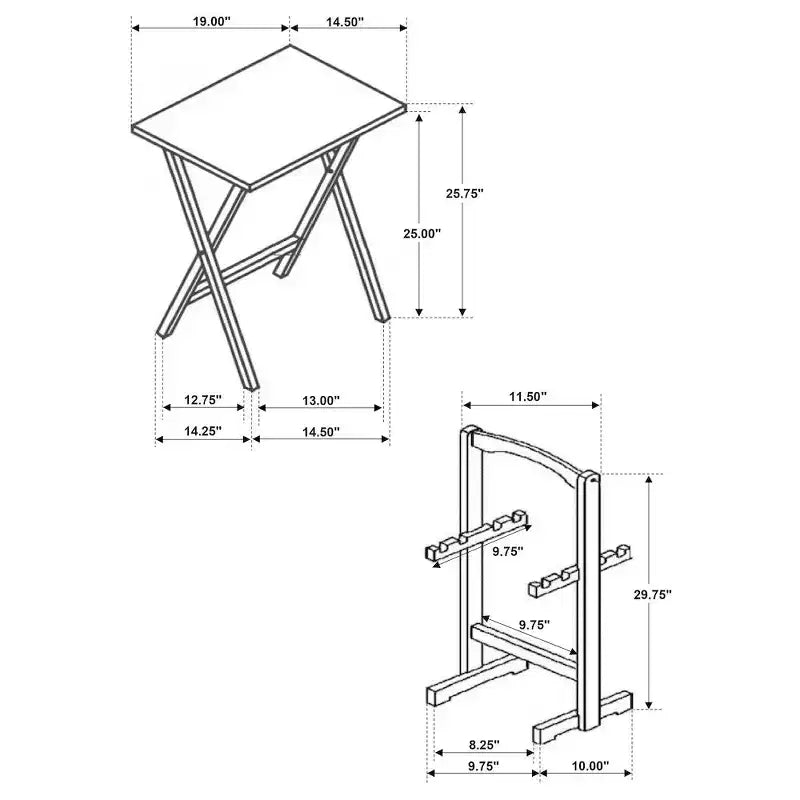 Coaster,Donna 4-piece TV Tray Table Set with Stand Natural