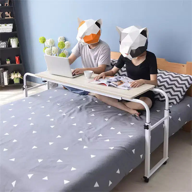 31.5 Inch Adjustable Length & Height Folding Overbed Table with Wheels - Tiltable Laptop Desk for Home, Office, 350 Lbs Capacity Height 24-35