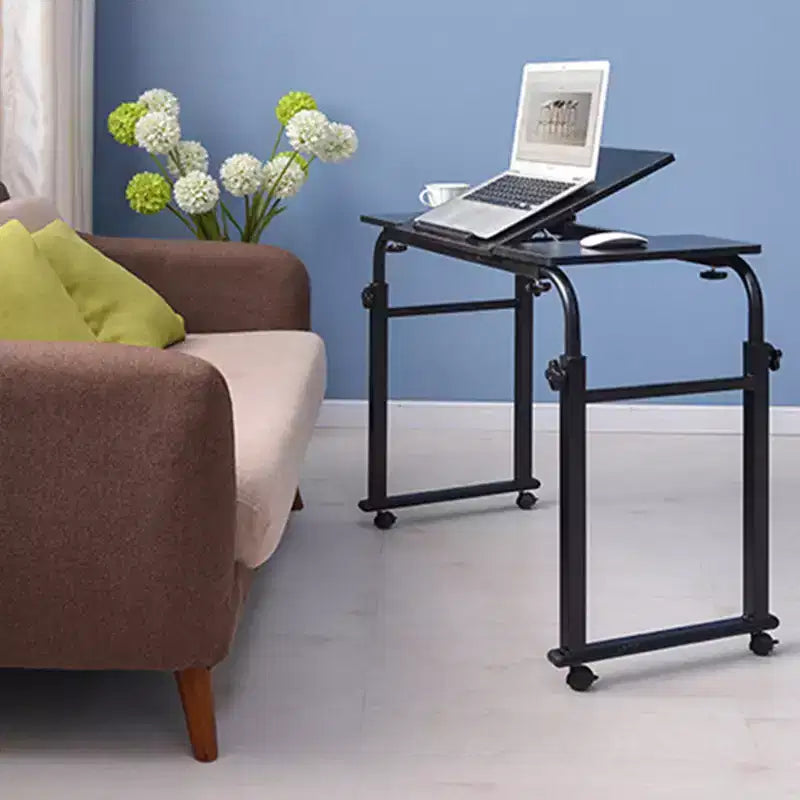 31.5 Inch Adjustable Length & Height Folding Overbed Table with Wheels - Tiltable Laptop Desk for Home, Office, 350 Lbs Capacity Height 24-35