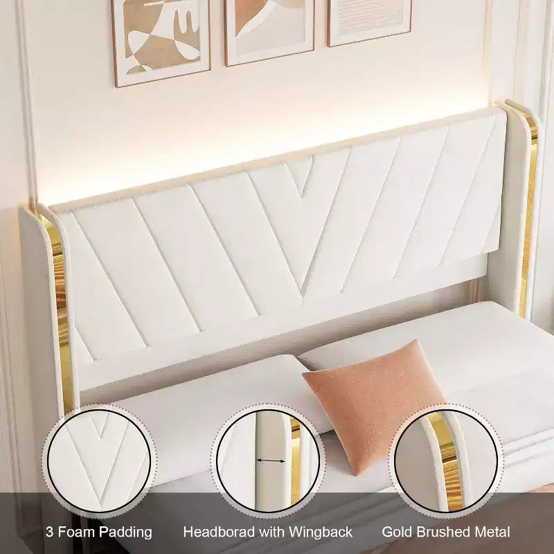Acekool Queen Bed - LED Lights & Storage Drawers
