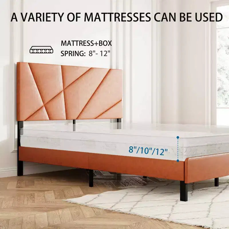 Full/Queen/King Size Metal Platform Bed Frame with Under-Bed Storage,No Box Spring Needed,Vintage Brown