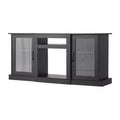 VEVOR TV Stand for TVs up to 65 inch, Modern Entertainment Center with Light Strip, Wooden TV Cabinet Storage, Black