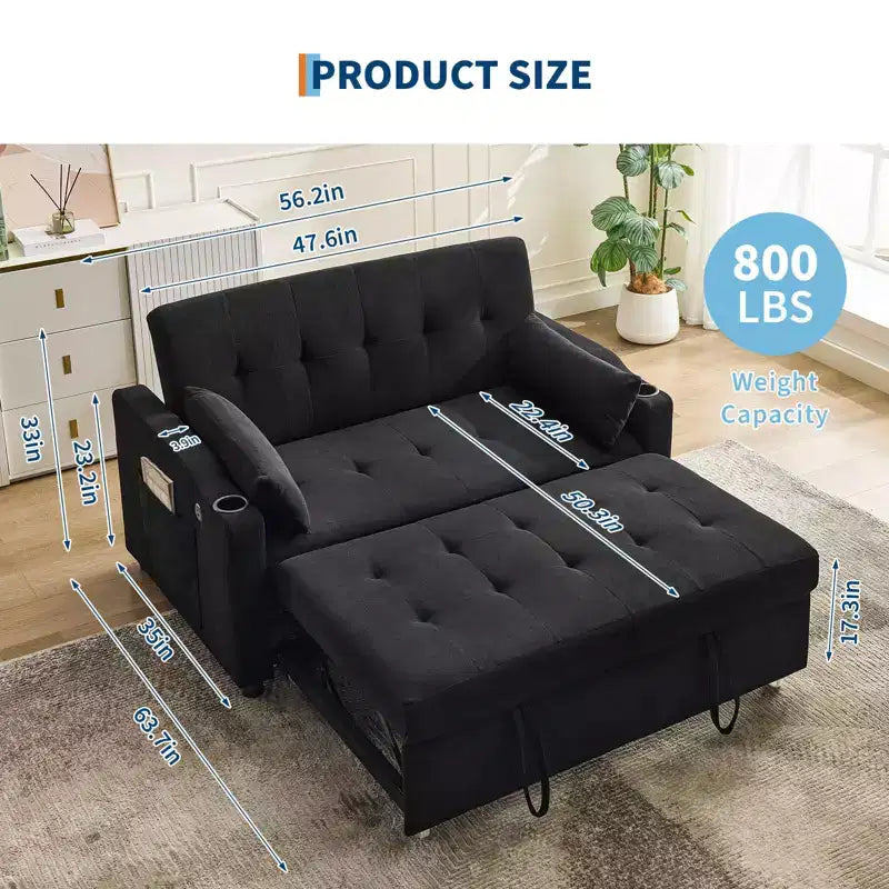 GustoWave Convertible Futon Sleeper Couch, Corduroy Pull Out Loveseat Sofa Bed for Small Spaces, 3 in 1 Compact Sofa Furniture