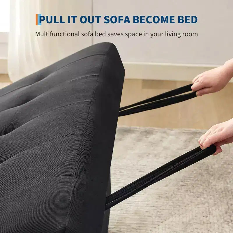 GustoWave Convertible Futon Sleeper Couch, Corduroy Pull Out Loveseat Sofa Bed for Small Spaces, 3 in 1 Compact Sofa Furniture