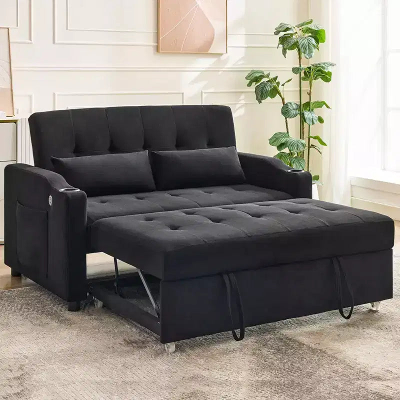 GustoWave Convertible Futon Sleeper Couch, Corduroy Pull Out Loveseat Sofa Bed for Small Spaces, 3 in 1 Compact Sofa Furniture