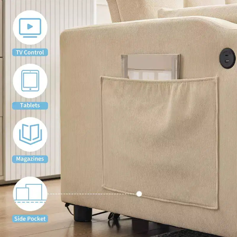 GustoWave Convertible Futon Sleeper Couch, Corduroy Pull Out Loveseat Sofa Bed for Small Spaces, 3 in 1 Compact Sofa Furniture
