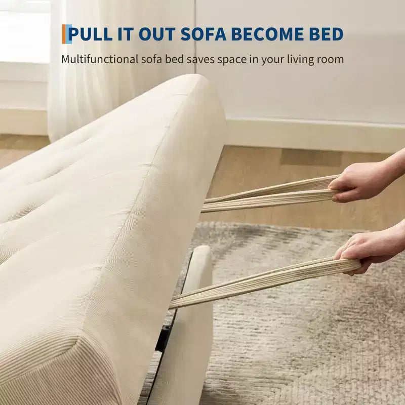 GustoWave Convertible Futon Sleeper Couch, Corduroy Pull Out Loveseat Sofa Bed for Small Spaces, 3 in 1 Compact Sofa Furniture