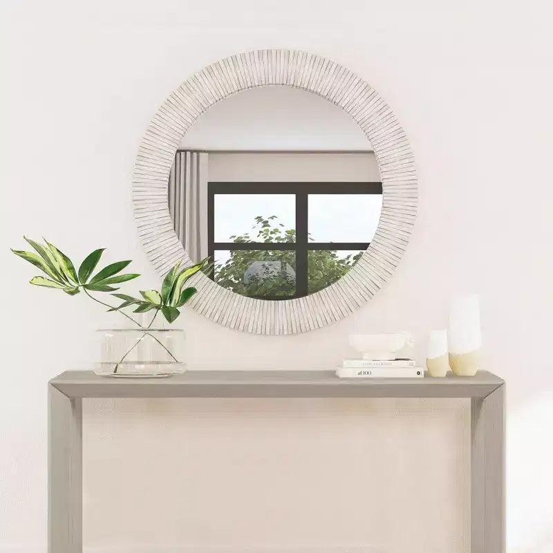 Rosary Blenn 47 Modern Console Table with Shelf  Light Wood Entryway Table