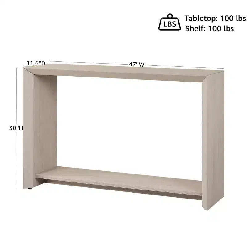 Rosary Blenn 47 Modern Console Table with Shelf  Light Wood Entryway Table