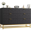6 Drawer Dresser with Wide Storage, Wood Dresser Chest Organizer with Metal Legs, Modern Dressers & chests of Drawers for Bedroom, Living Room
