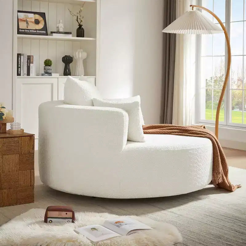 360 Swivel Barrel Accent Chair with Pillows, Comfort Swivel Sofa Chair Round Lounge Chair for Living Room