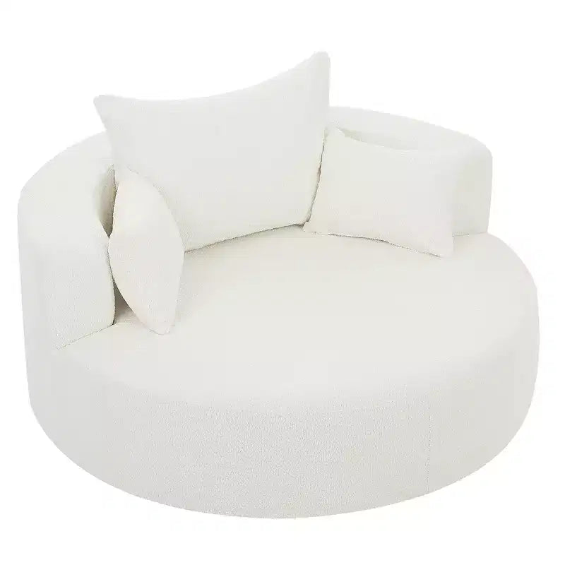 360 Swivel Barrel Accent Chair with Pillows, Comfort Swivel Sofa Chair Round Lounge Chair for Living Room