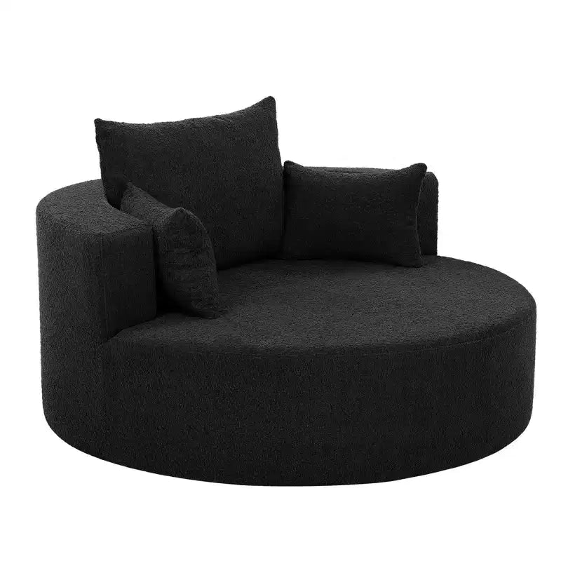 360 Swivel Barrel Accent Chair with Pillows, Comfort Swivel Sofa Chair Round Lounge Chair for Living Room
