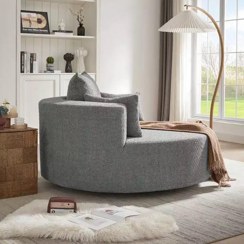 360 Swivel Barrel Accent Chair with Pillows, Comfort Swivel Sofa Chair Round Lounge Chair for Living Room