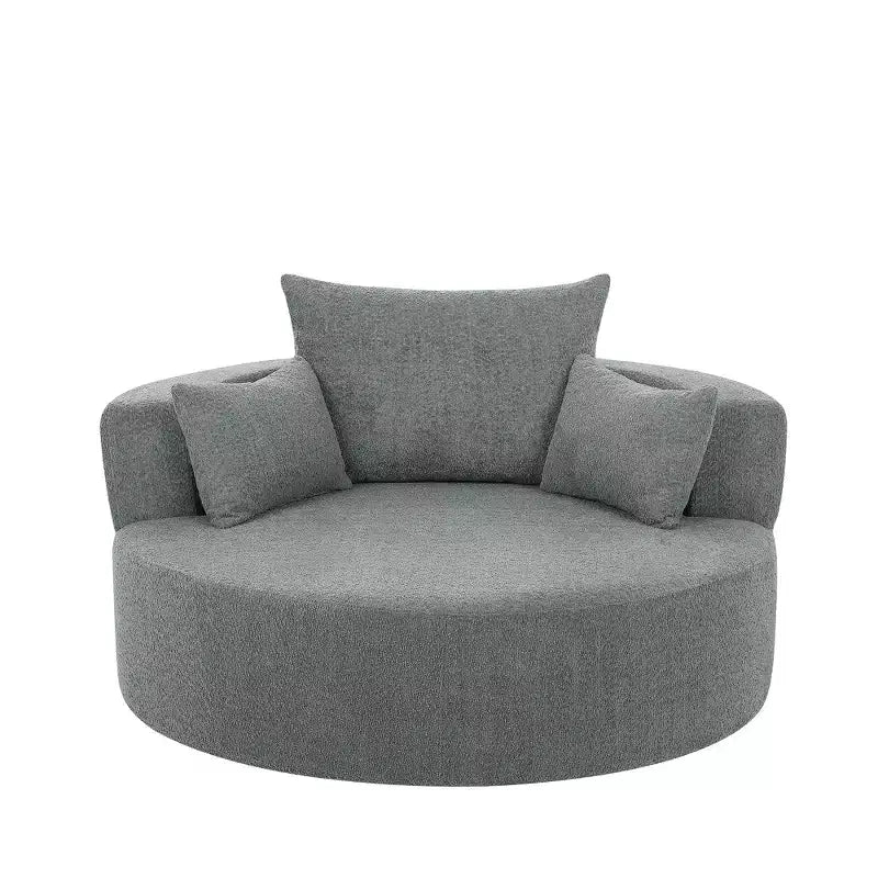 360 Swivel Barrel Accent Chair with Pillows, Comfort Swivel Sofa Chair Round Lounge Chair for Living Room
