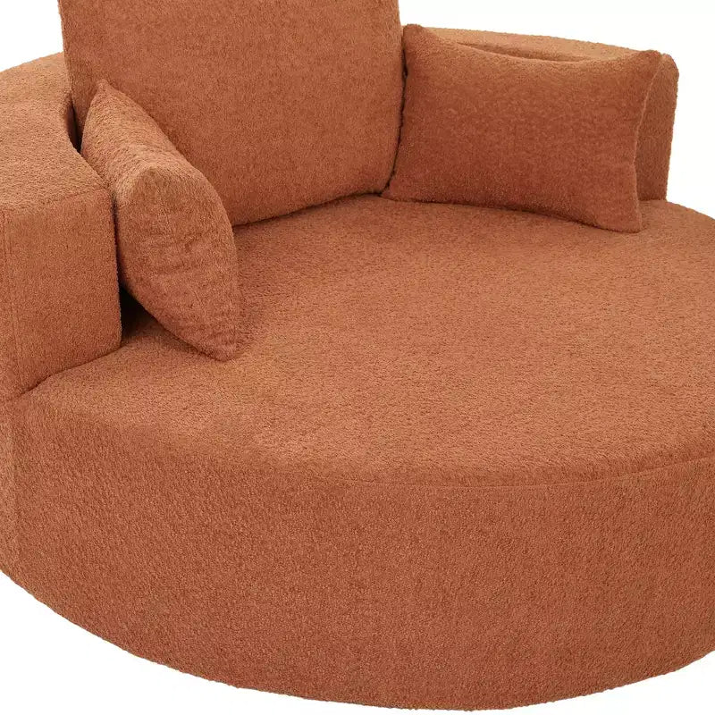 360 Swivel Barrel Accent Chair with Pillows, Comfort Swivel Sofa Chair Round Lounge Chair for Living Room