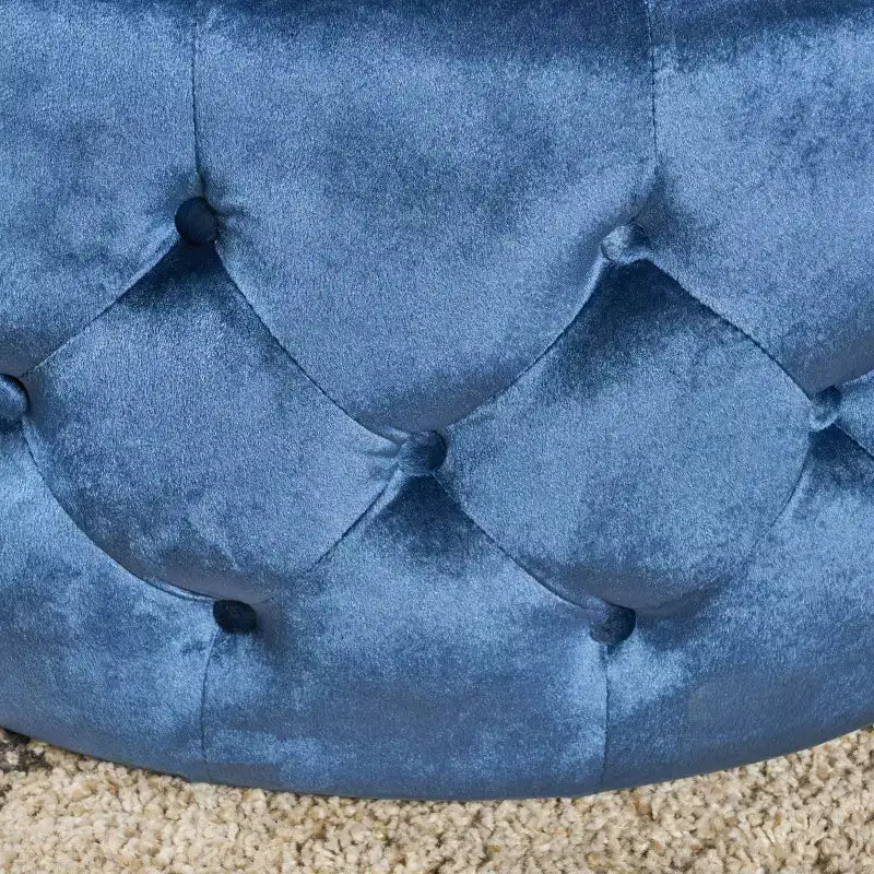GDFStudio Ivy Glam Velvet Tufted Coffee Table Ottoman with Tempered Glass