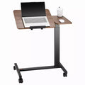 VEVOR Overbed Table, Mobile Bed Side Table with Flip Desktop and 4 Wheels, Height & Angle Adjustable Rolling Laptop Desk, Wood + Black