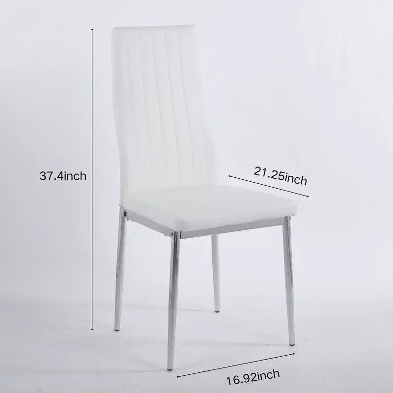 Dining Chair Set of 4, Faux Leather Upholstered Chair with Golden/Chrome Metal Legs, Kitchen & Dining Chairs - ModernLuxe