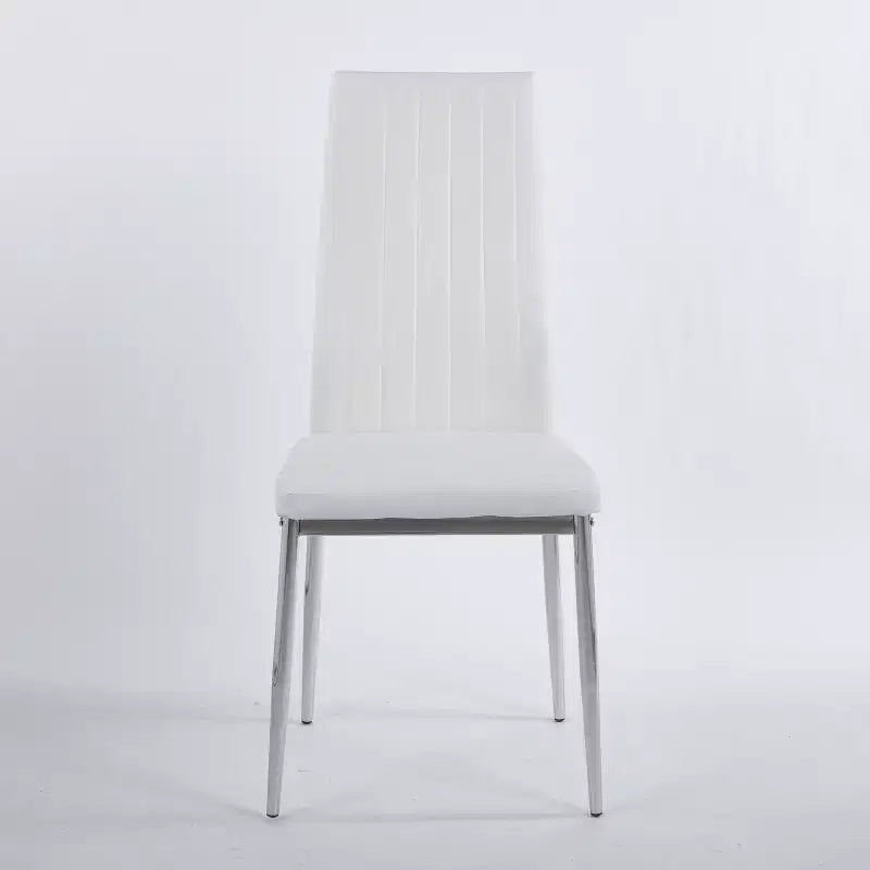 Dining Chair Set of 4, Faux Leather Upholstered Chair with Golden/Chrome Metal Legs, Kitchen & Dining Chairs - ModernLuxe