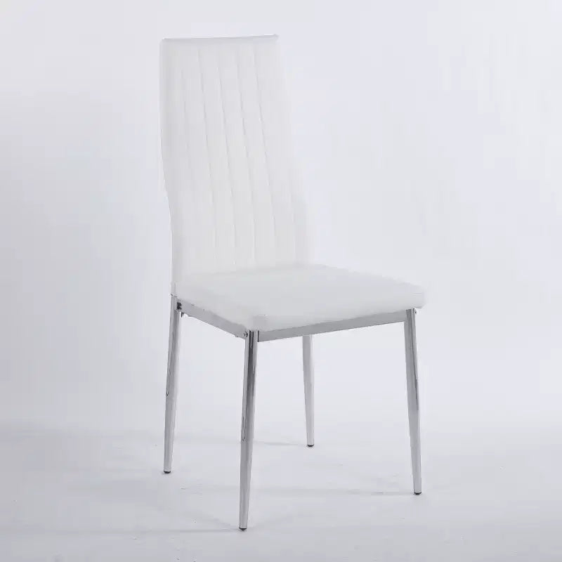 Dining Chair Set of 4, Faux Leather Upholstered Chair with Golden/Chrome Metal Legs, Kitchen & Dining Chairs - ModernLuxe
