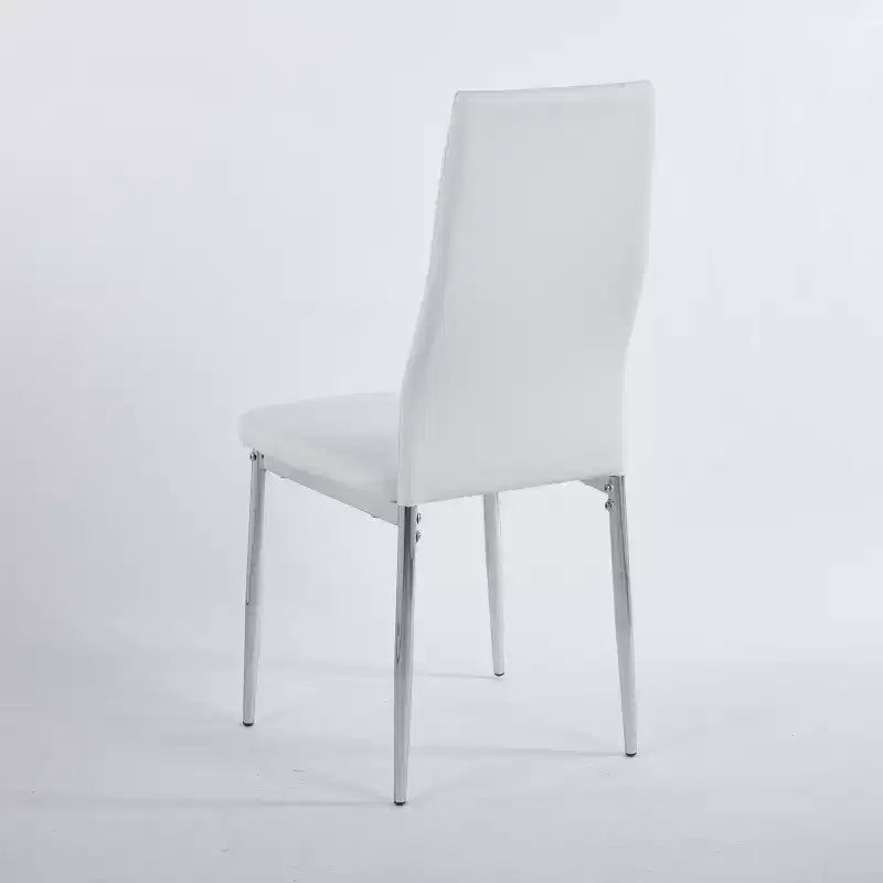 Dining Chair Set of 4, Faux Leather Upholstered Chair with Golden/Chrome Metal Legs, Kitchen & Dining Chairs - ModernLuxe