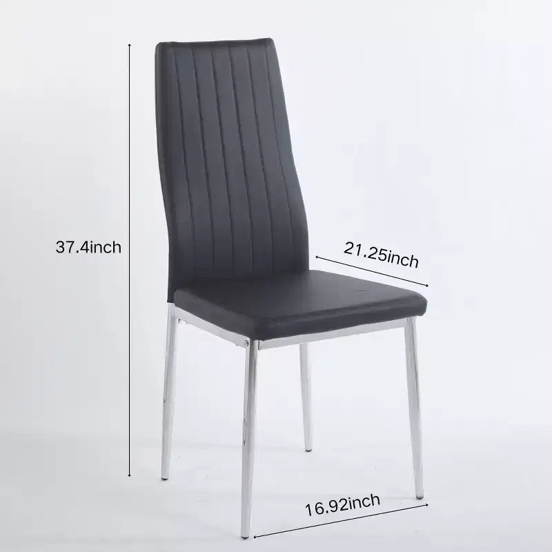 Dining Chair Set of 4, Faux Leather Upholstered Chair with Golden/Chrome Metal Legs, Kitchen & Dining Chairs - ModernLuxe