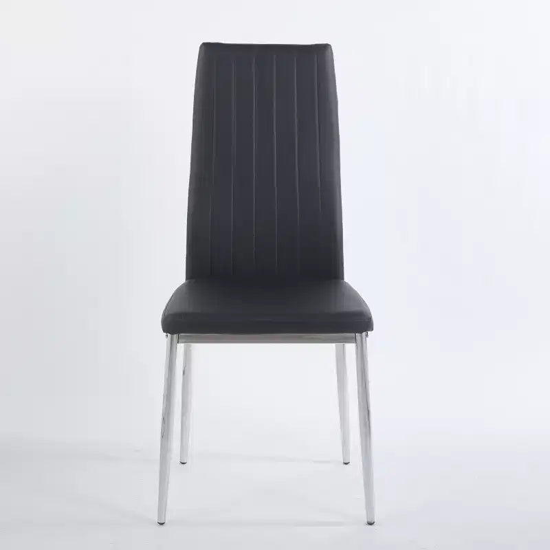 Dining Chair Set of 4, Faux Leather Upholstered Chair with Golden/Chrome Metal Legs, Kitchen & Dining Chairs - ModernLuxe
