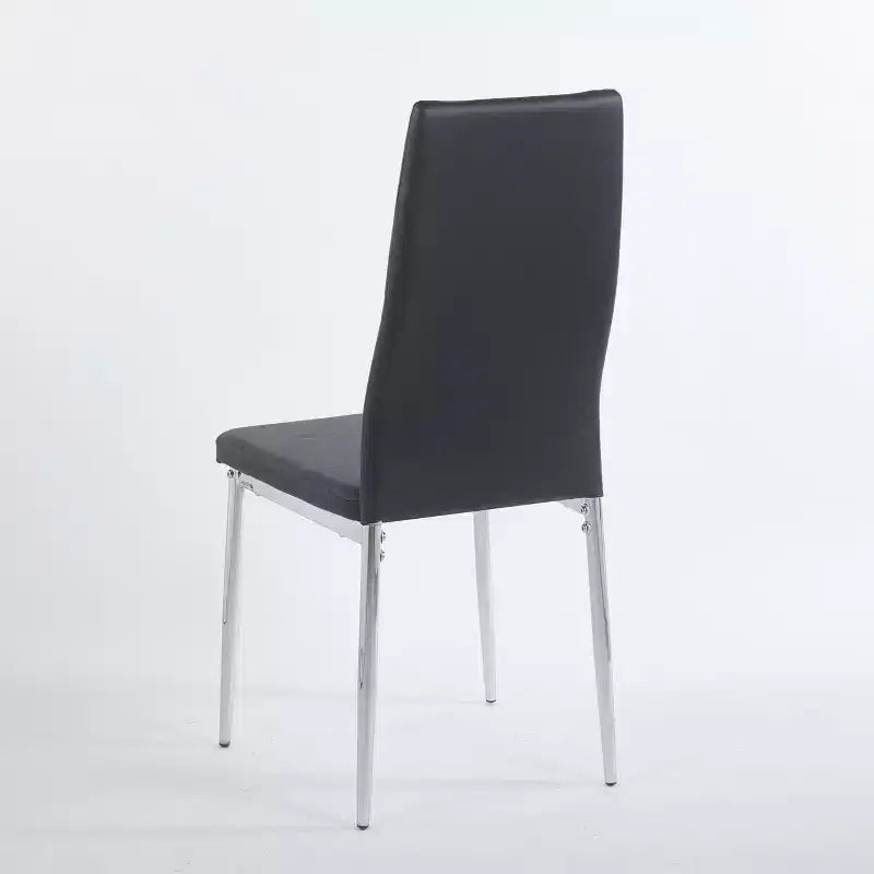 Dining Chair Set of 4, Faux Leather Upholstered Chair with Golden/Chrome Metal Legs, Kitchen & Dining Chairs - ModernLuxe