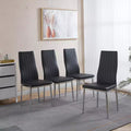 Dining Chair Set of 4, Faux Leather Upholstered Chair with Golden/Chrome Metal Legs, Kitchen & Dining Chairs - ModernLuxe