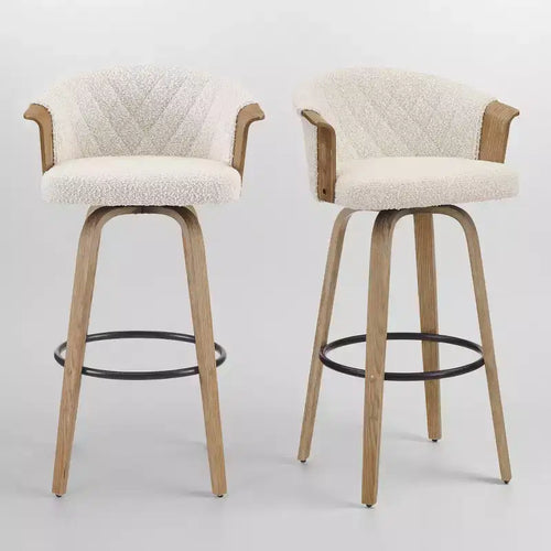 Art Leon Mid-Century Modern Fabric Swivel Barstools, Set of 2