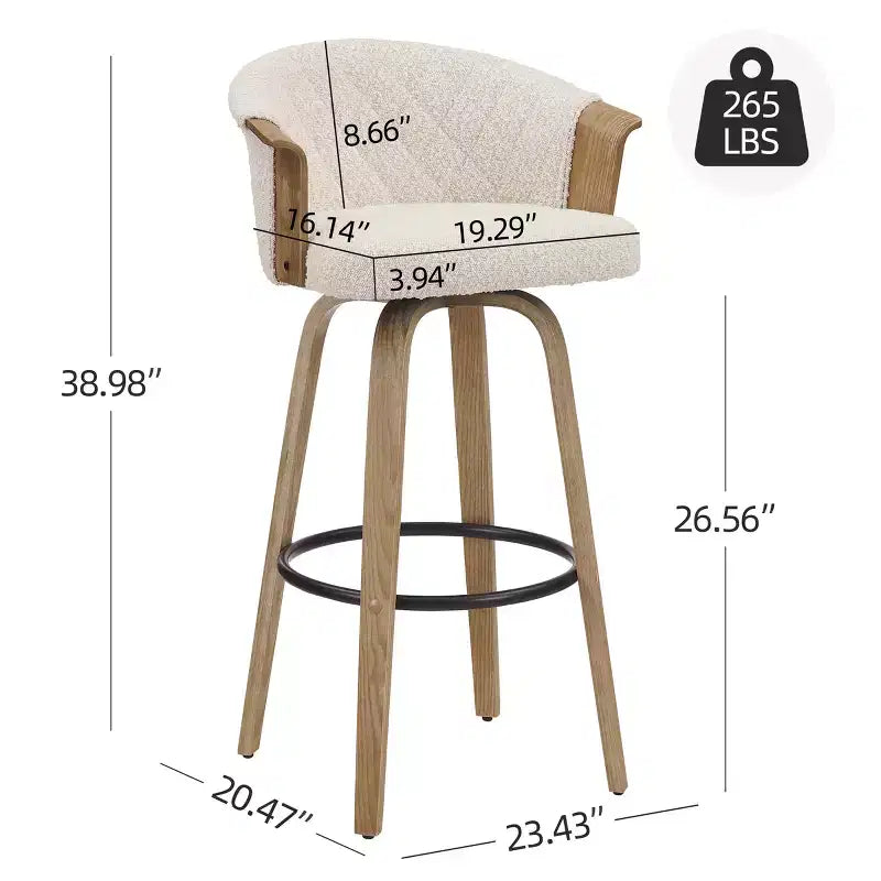 Art Leon Mid-Century Modern Fabric Swivel Barstools, Set of 2