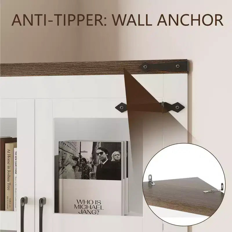 Meuble d'angle de 170 cm de haut avec porte vitrée, armoire d'angle autoportante en bois avec étagères réglables, design peu encombrant, pour salle de bain