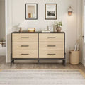 6 Dresser for Bedroom, 52 Wide Drawer with Large Storage Space, Freestanding Wooden Closet Storage Dresser Chest for Living Room, Bedroom, Entryway