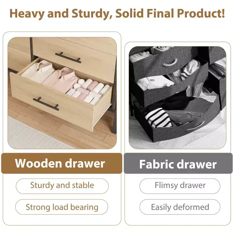 6 Dresser for Bedroom, 52 Wide Drawer with Large Storage Space, Freestanding Wooden Closet Storage Dresser Chest for Living Room, Bedroom, Entryway