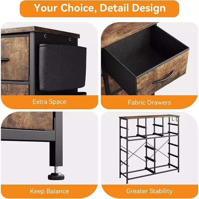 12-Drawer Dresser for Bedroom, Fabric Storage Dresser for Bedroom, Living Room, or Entryway