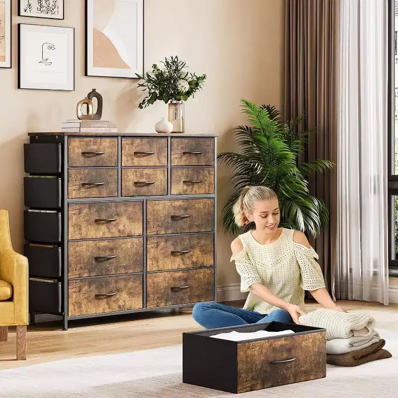 12-Drawer Dresser for Bedroom, Fabric Storage Dresser for Bedroom, Living Room, or Entryway