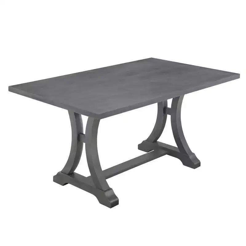 Ensemble de salle à manger de ferme 6 pièces, table rectangulaire en bois avec 4 chaises rembourrées et un banc