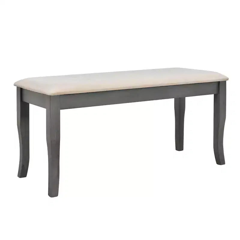Ensemble de salle à manger de ferme 6 pièces, table rectangulaire en bois avec 4 chaises rembourrées et un banc