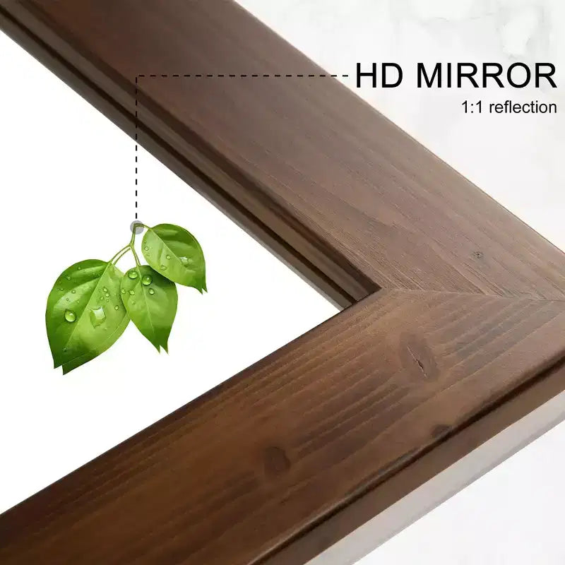 Miroir psyché rectangulaire en bois massif, 71 x 31 pouces, couleur noyer, bord droit (sans support)