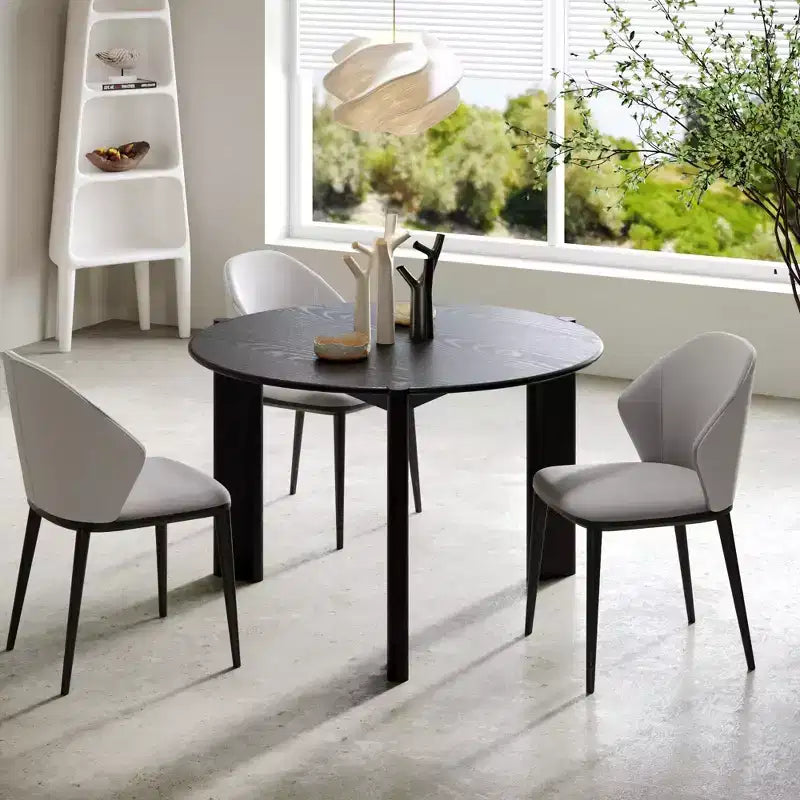 PexFix 42 x 42 Solid Wood Round Dining Table for 4 Modern Farmhouse Kitchen Table Small Circle for Kitchen Living Room Black
