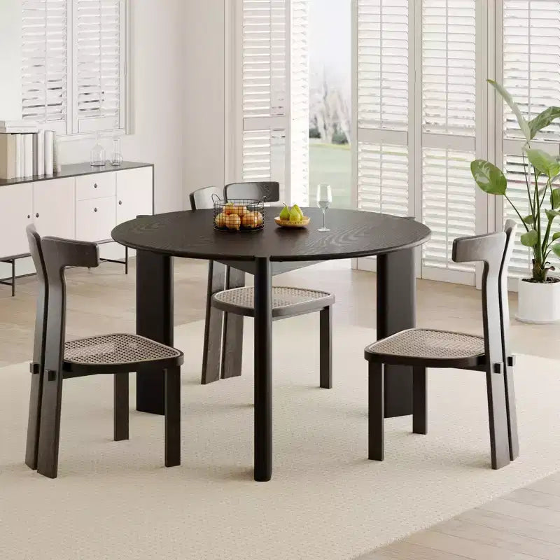 PexFix 42 x 42 Solid Wood Round Dining Table for 4 Modern Farmhouse Kitchen Table Small Circle for Kitchen Living Room Black