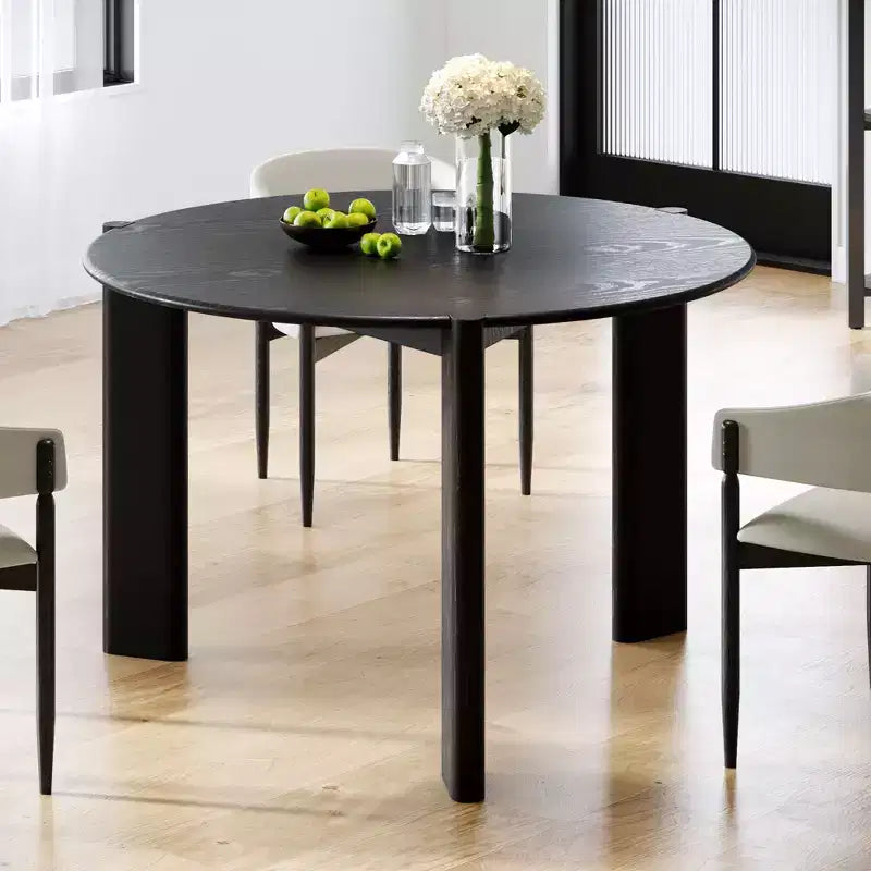PexFix 42 x 42 Solid Wood Round Dining Table for 4 Modern Farmhouse Kitchen Table Small Circle for Kitchen Living Room Black